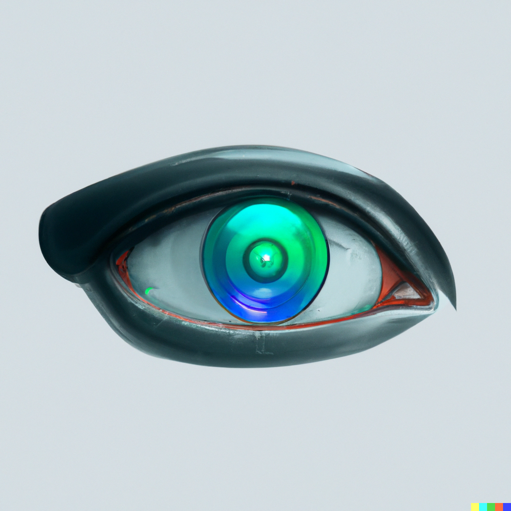 “Google’s mind control contact lens, digital art”